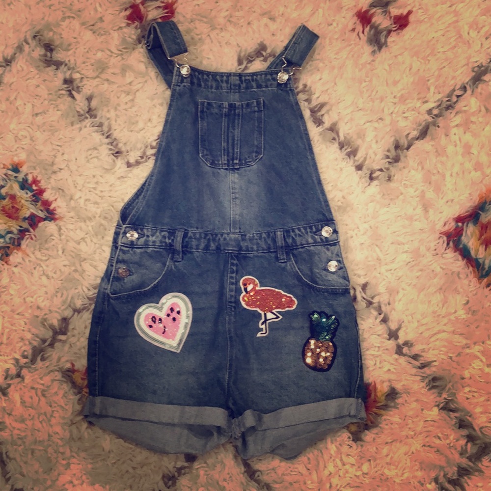 Kids primark short overalls with patches